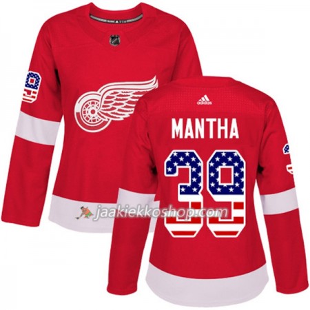 Nainen NHL Detroit Red Wings Pelipaita Anthony Mantha 39 Adidas 2017-2018 Punainen USA Flag Fashion Authentic